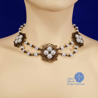 white princess queen elizabeth pearl necklace bronze