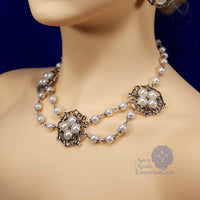 white princess queen elizabeth pearl necklace silver