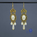 pearl Renaissance earrings antique gold Xanthe