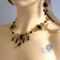 black Edwardian necklace antique gold Xanthe