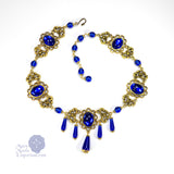 blue Edwardian necklace antique gold Xanthe