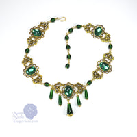 green Renaissance necklace antique gold Xanthe