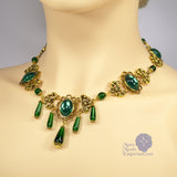 green Edwardian necklace antique gold Xanthe