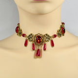 Red Renaissance necklace antique gold Xanthe