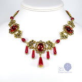 red Edwardian necklace antique gold Xanthe